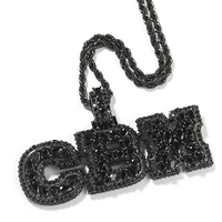 Pendentif initial en CZ noir Uwin, pendentif initial horizontal et vertical, bijoux personnalisés hip-hop avec nom