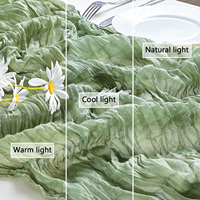 Lot de 6 chemins de table en gaze de coton style bohème, voiles de table transparents pour mariage, baby shower, bridal shower, Pâques, anniversaire