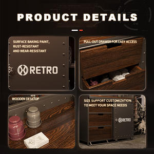 Meuble de rangement industriel chic en fer rustique durable, solution de stockage OEM pour atelier de moto, restaurant et hôtel - Product Image 4