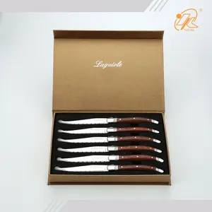 Fabrik Direkt verkauf Pakka Holzgriff Frankreich Laguiole Edelstahl Steak Messer Set Besteck Set mit Geschenk box