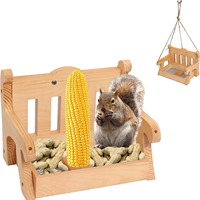 Mangeoire à oiseaux en bois écologique style table de pique-nique, à suspendre sur arbre, avec grille de drainage pour jardin