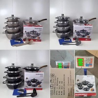 Set Peralatan Masak Granit Anti Lengket 15 PCS, Panci 20/24/28/32cm dan Wajan 28cm dengan Sarung Tangan dan Apron, Perlengkapan Dapur, Alas Anti Lengket