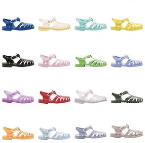 Wanita slip-on <span class=keywords><strong>jelly</strong></span> bean Flat pantai liburan warna-warni gaya mewah tumit rendah seksi jelas sandal Dewasa datar untuk wanita dan wanita - Product Image 6