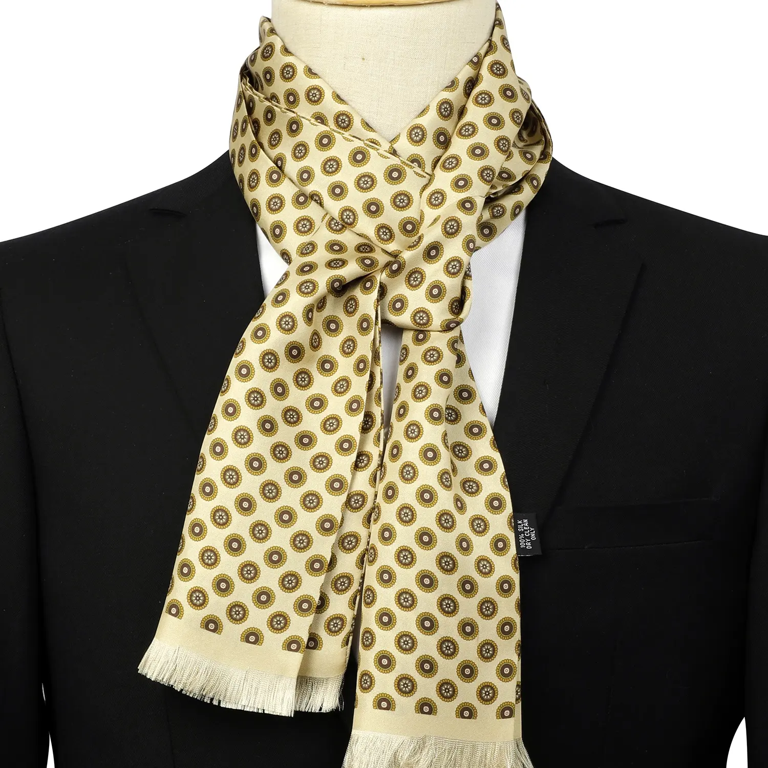Bufandas con estampado de seda personalizables de alta calidad para hombre bufanda de doble cara