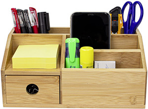 Organizador de Escritorio de Bambú con Cajón para el Hogar y la Oficina, Elegante Organizador de Escritorio - Product Image 4