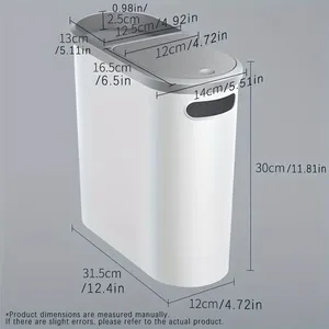 Large Capacity Press-Top Trash Can with Open Top <b>Slim</b> Plastic Standing <b>Bin</b> for <b>Kitchen</b> Bathroom Living Room Space-Saving Design - Product Image 4