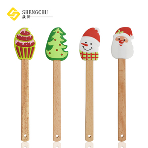 Espátula de Silicona con Mango de Madera para Regalo de Navidad para Reposteros, Raspador de Tazones de Cocina, Apto para Mezclar Crema con Mantequilla - Product Image 2