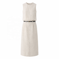 Top sans manches en lin et viscose mélangés à col rond pour femme - Ensemble robe mi-longue nouveau style été - Fabrication sur mesure en usine