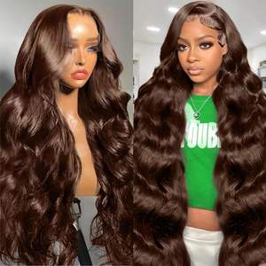 Parrucche Frontali in Pizzo HD 13x6 Colore Marrone, Capelli Umani Grezzi Allineati alla Cuticola, Parrucche Frontali in Pizzo HD 5x5 Senza Colla per Donne di Colore - Product Image 2