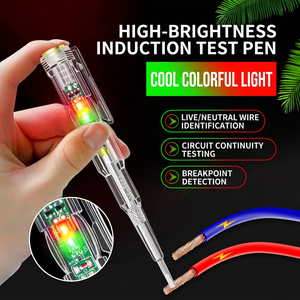 <b>LED</b> <b>Light</b> Induction Voltage Detector Pen Live Neutral <b>Wire</b> Detector Transparent Pocket Clip Voltage Tester Screwdriver Dropship - Product Image 3