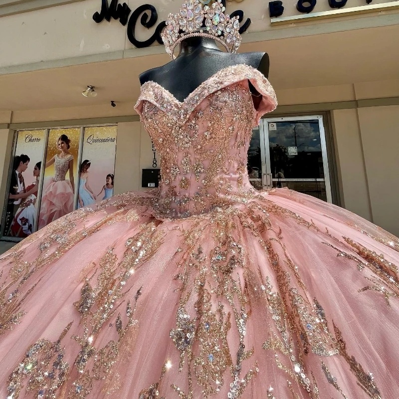 Mily Bridal MQ112 Pink off Shoulder Princess Quinceanera Dresses