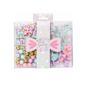 مخصص لون الماكرون مجموعة أربع خلايا مشبك ورقي تذكرة مجموعة تجليد المكتب توريد المصنع مباشرة Pushpin معدني - Product Image 5