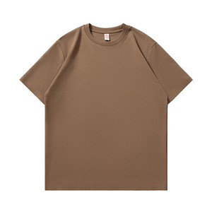 T-shirt de travail personnalisé à col rond, couleur café noir, en coton uni, fin, pour les loisirs, à manches courtes, pour l'été, pour les employés - Product Image 1