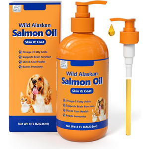 <span class=keywords><strong>Huile</strong></span> <span class=keywords><strong>de</strong></span> saumon sauvage d'Alaska <span class=keywords><strong>pour</strong></span> chiens et chats, <span class=keywords><strong>huile</strong></span> <span class=keywords><strong>de</strong></span> <span class=keywords><strong>poisson</strong></span> oméga 3 liquide, entretien <span class=keywords><strong>de</strong></span> la peau et du pelage, aide à la fonction cérébrale, 236 ml 8 oz, en vrac, OEM - Product Image 1