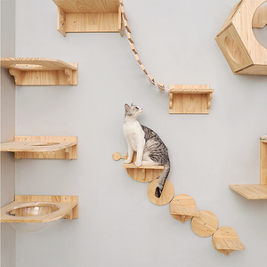 Multifunzionale in legno Cat Tree House Cat Toy Cat Climb Track scaffali moderni <span class=keywords><strong>a</strong></span> parete - Product Image 2