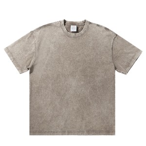 T-shirt da uomo a maniche corte, 300g, pesante, ecologico, traspirante, 100% cotone lavato, vintage, oversize, con spalle scese, ad asciugatura rapida - Product Image 1
