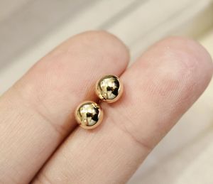 Pendientes de Oro Real de 18K Xinfly, Joyería de Oro 18K AU750, Pendientes de Bola Redonda Pulida de 6mm - Product Image 2