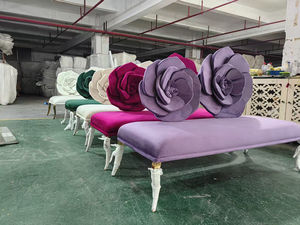 โซฟาสองที่นั่งทำจากสเตนเลสสำหรับเจ้าสาวเจ้าบ่าวและโรงแรมและสวนสาธารณะทำจากผ้ากำมะหยี่สีชมพูร้อน - Product Image 5