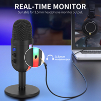 Microphone d'enregistrement de studio à condensateur filaire USB RVB pour les jeux et la diffusion YouTube Construction en métal durable