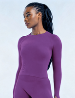 Camiseta Deportiva de Manga Larga sin Costuras para Mujer YIAN, 18 Colores Disponibles, Camiseta Deportiva de Compresión de Secado Rápido para Gimnasio, Running, Pilates