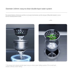 Évier de cuisine en acier inoxydable K-25616T/25617T à cuve unique avec deux trous pour robinetterie et emplacement pour table - Product Image 4