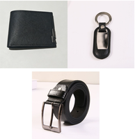 Coffret cadeau luxe homme 3 en 1 : ceinture en cuir + portefeuille + porte-clés, accessoire de costume formel pour homme, boîte cadeau pour cadeau promotionnel