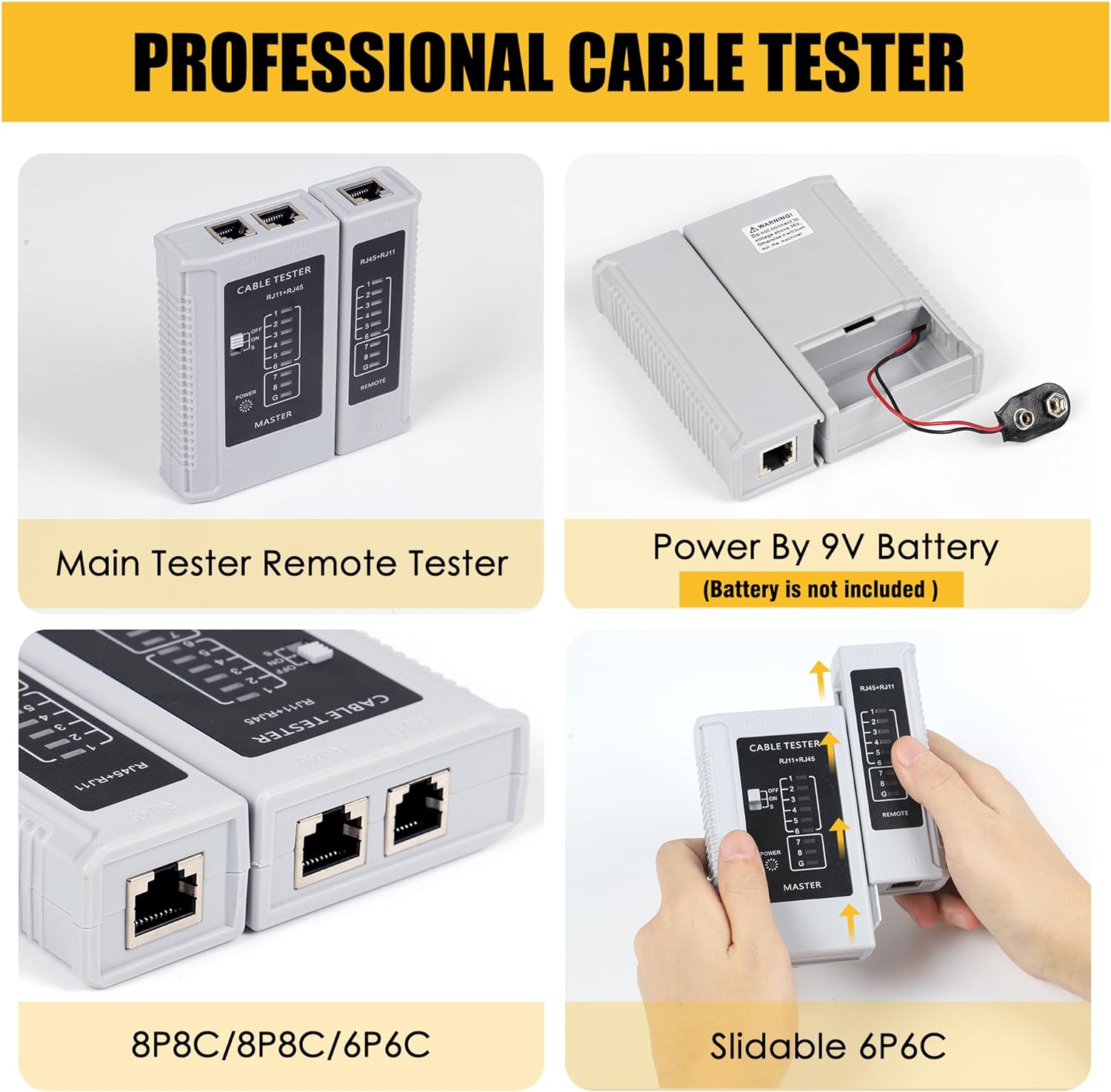 Hiija Professional Ethernet Network Cable Wire Crimper, CAT5 CAT5e CAT6 RJ45 Pass Through Crimping Tool Kit