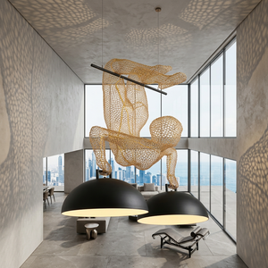 Roll Over Sculpture Art Pendant Lights Hanging <b>Lamp</b> Modern LED Chandelier Lights - Product Image 1