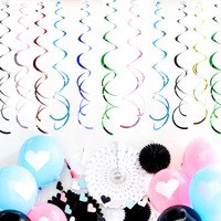 Juego de 6 Espirales Colgantes de Papel Metálico, Decoración para Fiestas, Serpentinas de Techo, Espirales Dobles para Graduación, Cumpleaños, Baby Shower