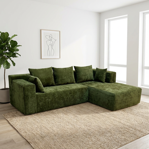 Sofá Esquinero Moderno en Forma de L, Comprimido en Caja, Tapizado en Tela, con Espuma de Alta Densidad 45D, Reclinable, para Muebles de Sala - Product Image 2
