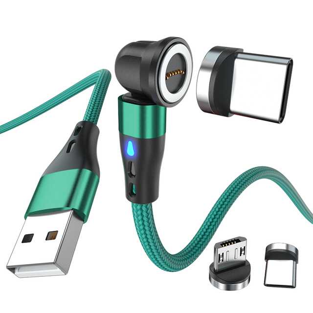 540 Degree Rotation 7Pin Magnetic Type C Micro USB C 3A Fast Charging Mobile Phone USB Charger Data Cables