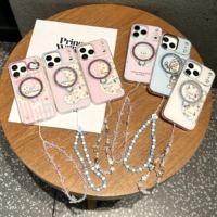 Accessoires mobiles en gros : Coque de téléphone en TPU et PC avec lanière, motif dessin animé mignon, résistante aux rayures pour 17/16/14 Plus/13/12/11