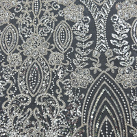 Tissu de dentelle de luxe perlé lourd tissu brodé de perles de paillettes pour robe de soirée de mariage cultivée