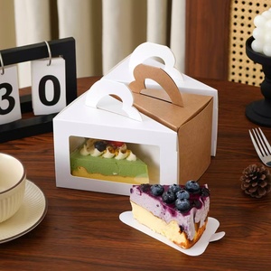 Boîte à gâteau triangulaire pour pâtisserie, avec fenêtre et poignées écologiques recyclables, idéale pour les réceptions et les cadeaux - Product Image 2
