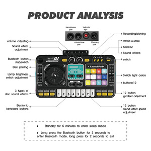 Controller DJ MILI Multifunzione con Bluetooth, Lettore DJ, <span class=keywords><strong>Strumenti</strong></span> <span class=keywords><strong>Musicali</strong></span> per <span class=keywords><strong>Bambini</strong></span> con Microfono, Giocattoli Educativi - Product Image 5