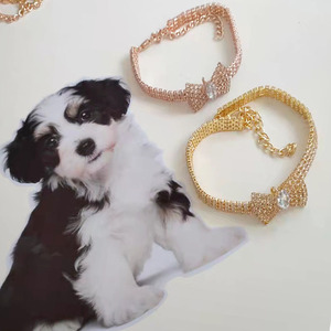 Nouveau collier réglable pour animaux de compagnie, accessoires de mode toutes saisons, nœud papillon en zircon, collier pour chien chihuahua, fermoir mousqueton doré rose, collier pour chat - Product Image 5