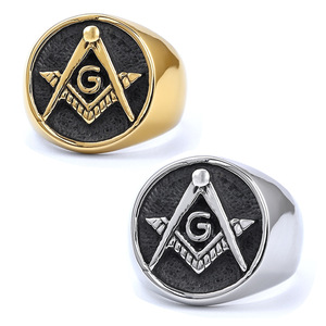 Gioielli di moda Freemason simbolo Biker fede nuziale AG Masonic <span class=keywords><strong>in</strong></span> <span class=keywords><strong>acciaio</strong></span> inox anelli per gli uomini taglia 7-15 festa di nozze all'ingrosso - Product Image 1