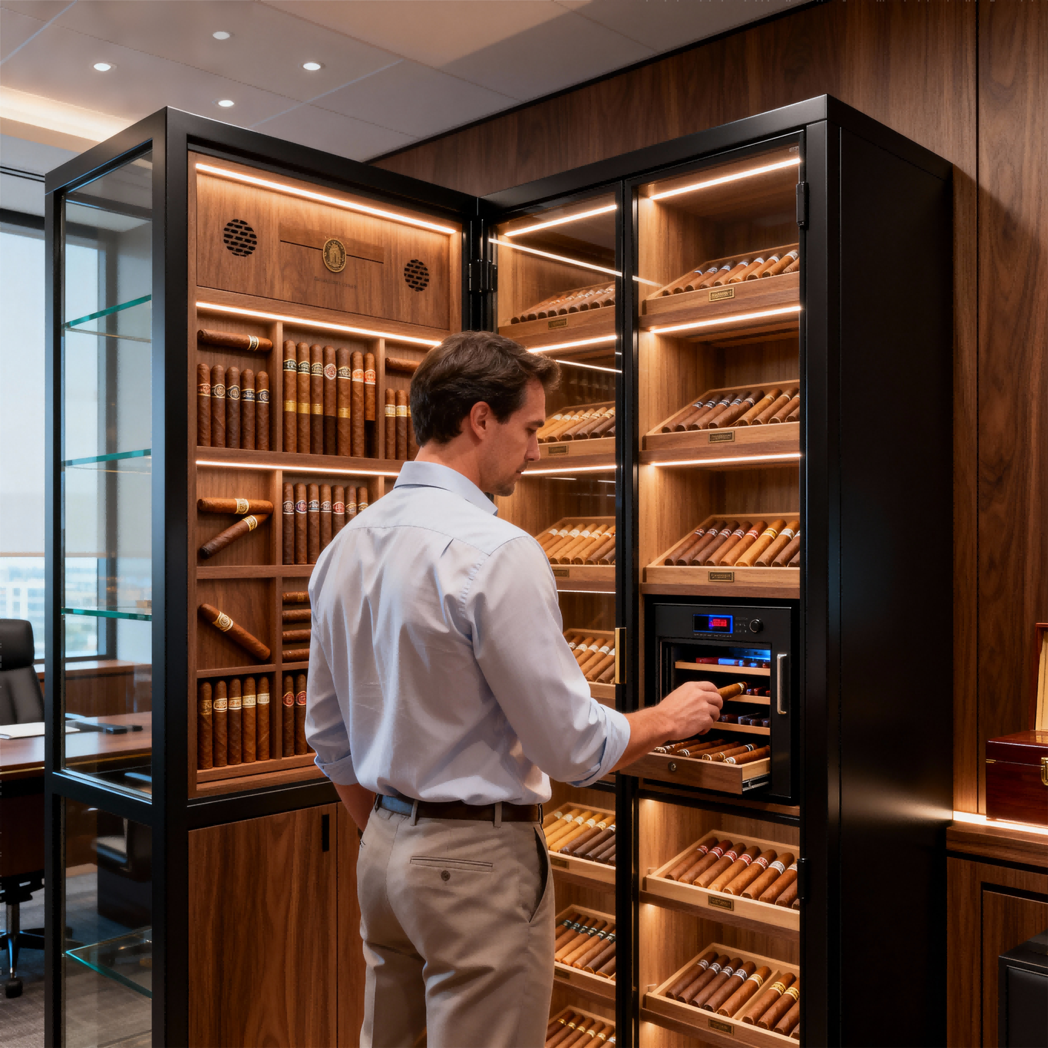 Exhibidor de Cigarros-Humidor para Oficina