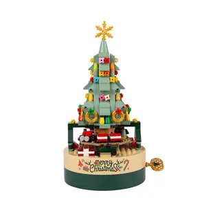 圣诞礼物创意摆件树积木音乐盒音乐盒圣诞玩具摆件