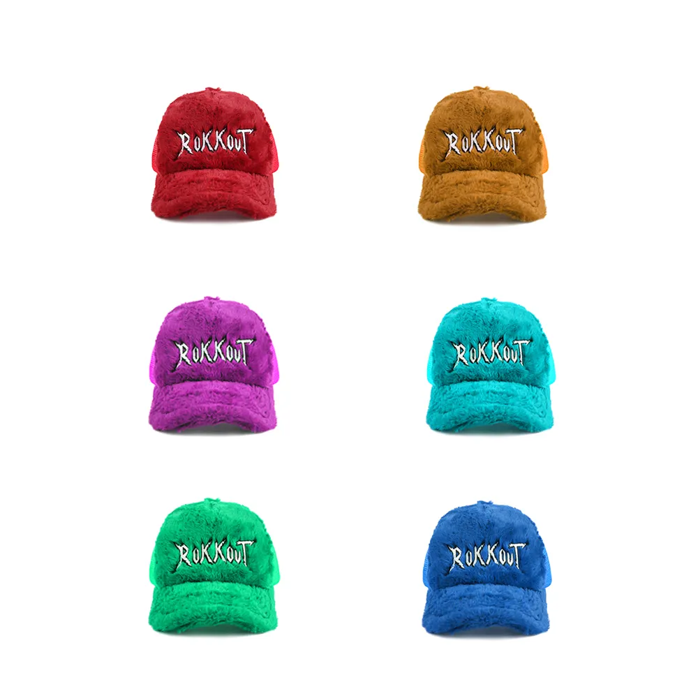 Mode benutzer definierte 5 Panel Stickerei Mesh Baseball benutzer definierte Samt Trucker Hut Pelz Kappe