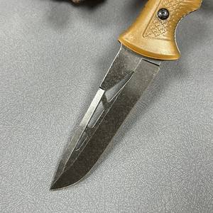 Couteau droit noir Stonewashed CSL1R avec manche ABS, clip ceinture, étui, boussole intégrée, phosphorescence, couteau tactique EDC pour extérieur - Product Image 6