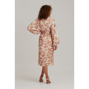 Venta Directa: Nuevo Vestido Estilo Europeo Americano para Mujer, Ecológico, con Cintura Natural Fruncida, Manga Larga, Estampado Floral, Silueta en A - Product Image 6