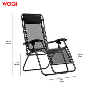 Chaise de camping pliable Woqi, structure en acier, hauteur réglable, chaise de jardin noire L112xH92xW50cm - Product Image 3
