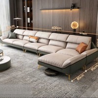 Luxuriöses Echtleder Chesterfield L-förmiges Dreisitzer-Sofa Verstellbar Modern Minimalistisch Wohnzimmer-Sofa