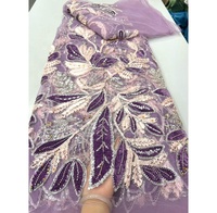 Kain Voile Prancis Putih Berkualitas Tinggi dengan Aplikasi Bunga 3D, Batu, Payet, dan Bordir, 5 Yard