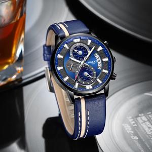 Drioshipping Reloj de pulsera de cuarzo de lujo para hombre con logotipo personalizable Cronógrafo de correa de cuero de moda con acero inoxidable - Product Image 5