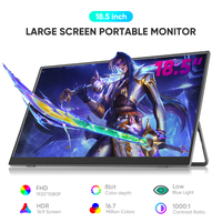 Moniteur portable pour jeux vidéo SIBOLAN, 18,5 pouces, écran LCD, compatible VESA, support intégré, USB-C, rétroéclairage LED, HD 1080P HDR IPS, en stock