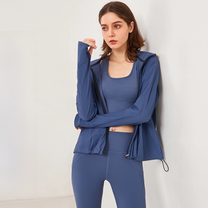 Chaqueta de fitness suave y transpirable sin planchado Sudadera con capucha de secado rápido con cremallera para Top de yoga informal y para correr - Product Image 3