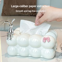 Porte-boîte à mouchoirs créatif en forme de nuage - Distributeur de serviettes en papier en céramique effet barbe à papa pour salon, table à thé et chambre à coucher