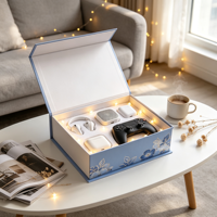 Coffret Cadeau Tech Floral Bleu avec Écouteurs, Haut-parleur, Manette, Clé USB et Gadgets – Vente en Gros